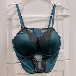 Victoria’s Secret 34B push-up bra corset, dark green